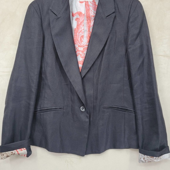 Gary Graham Women's Size 2 Blazer Gray Long Sleeve Linen One Button Lined - Picture 3 of 12